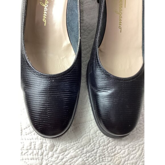 Salvatore Ferragamo Donnina Italian Womens Black Leather Shoes*Pumps*Size 8*NIB - Picture 4 of 14
